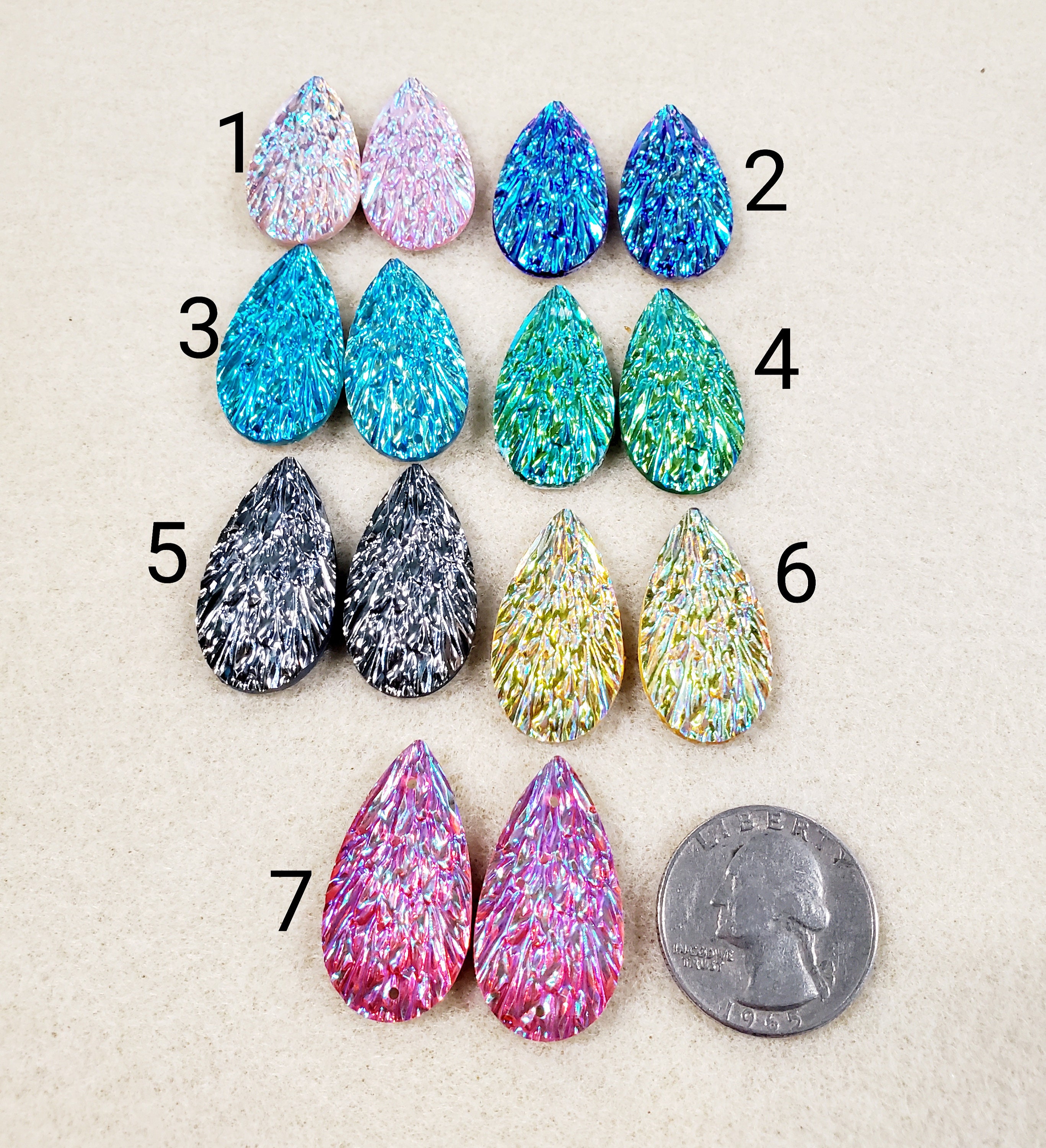 Beautiful Teardrop Acrylic Peacock Cabochons/Resin Centers/Beading Supplies/Acrylic Jems/Jewelry Making Material