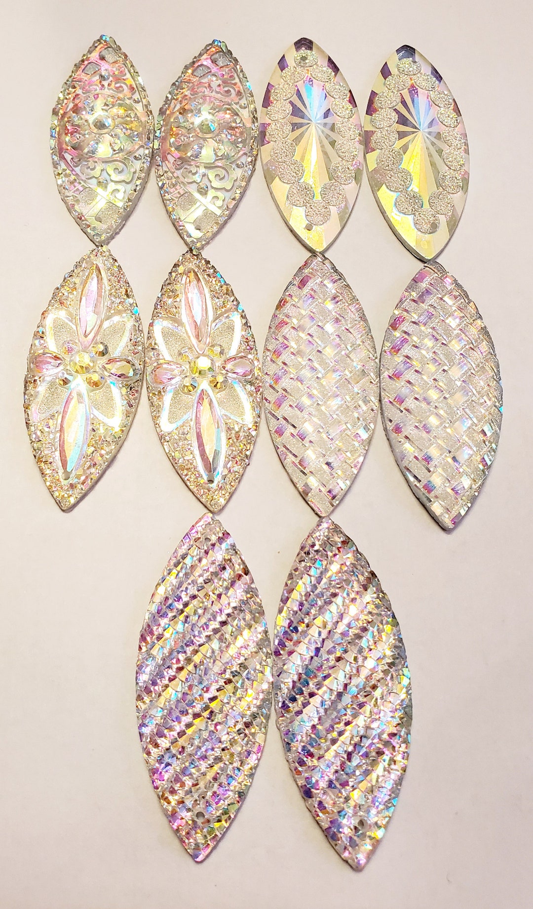 Pair or Complete Set of AB Acrylic Cabochons/cabs/beading Supplies