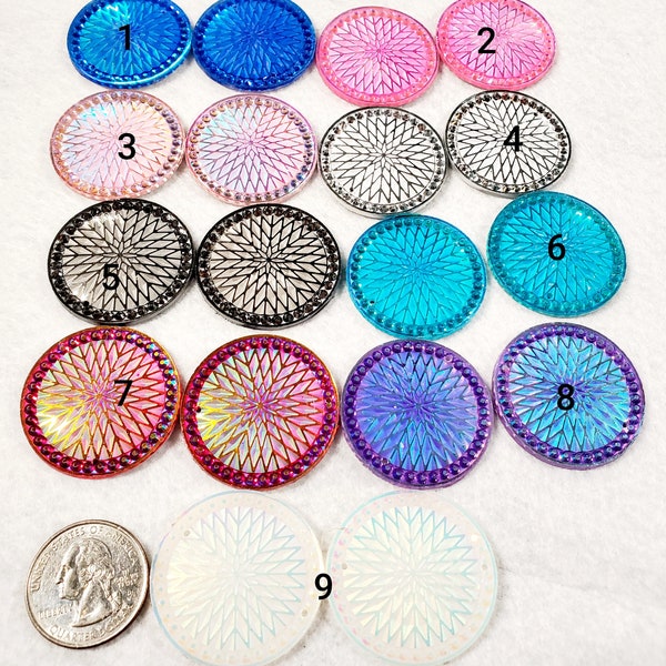 Set of Two Round 35mm Starlight Cabochons/Beading Materials/ Jewelry Making Supplies/Acrylic Centers