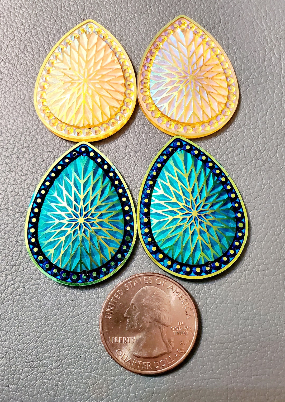 Pair of Resin Starlite Cabs/acrylic Centers/ Cabochons/beading