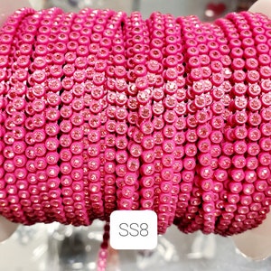 Beautiful SS8 Plastic dark Pink Rhinestone Banding/Decorative Trim/Embellishment/Beading Supplies/Jewelry Making/Craft Supplies/Sewing