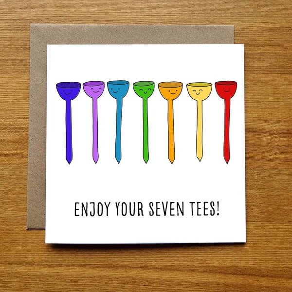 Funny 70th Birthday Card Golf - Enjoy Your Seven Tees!