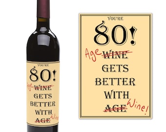80th Birthday Gift - Wine Themed Birthday Gift - Age Gets Better With Wine
