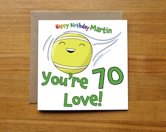 70th Birthday Tennis Card - You're 70 Love
