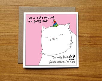 Funny Cat 50th Birthday Card - Cat - Persian