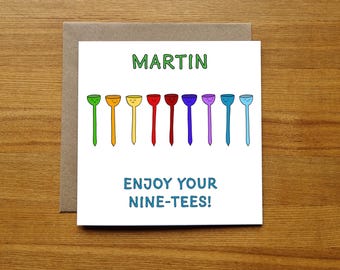 Funny 90th Birthday Card Golf - Enjoy Your Nine Tees