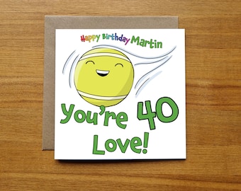 40th Birthday Tennis Card - You're 40 Love