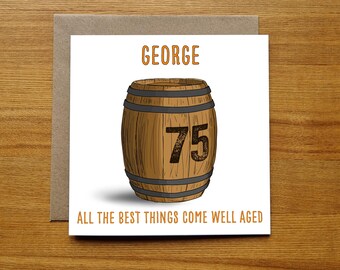 Whisky 75th Birthday Card - Funny - Alcohol Themed - Whiskey - Scotch - Bourbon
