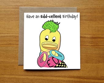 Funny Retro 80's Birthday Card - Edd-Cellent Birthday