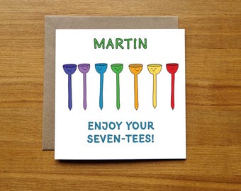 Funny 70th Birthday Card Golf - Enjoy Your Seven Tees!