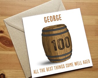 Whisky 100th Birthday Card - Funny - Alcohol Themed - Whiskey - Scotch - Bourbon