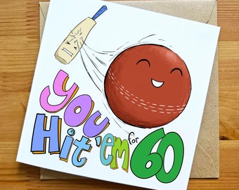 60th Birthday Card Cricket