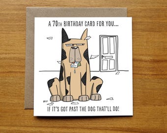 Funny 70th Birthday Card - Dog Themed Birthday Card for 70 Year Old
