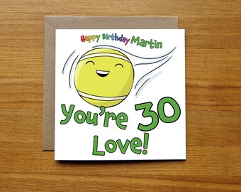 30th Birthday Tennis Card - You're 30 Love