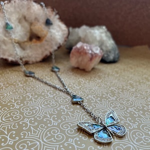 Butterfly Abalone Charm Necklace