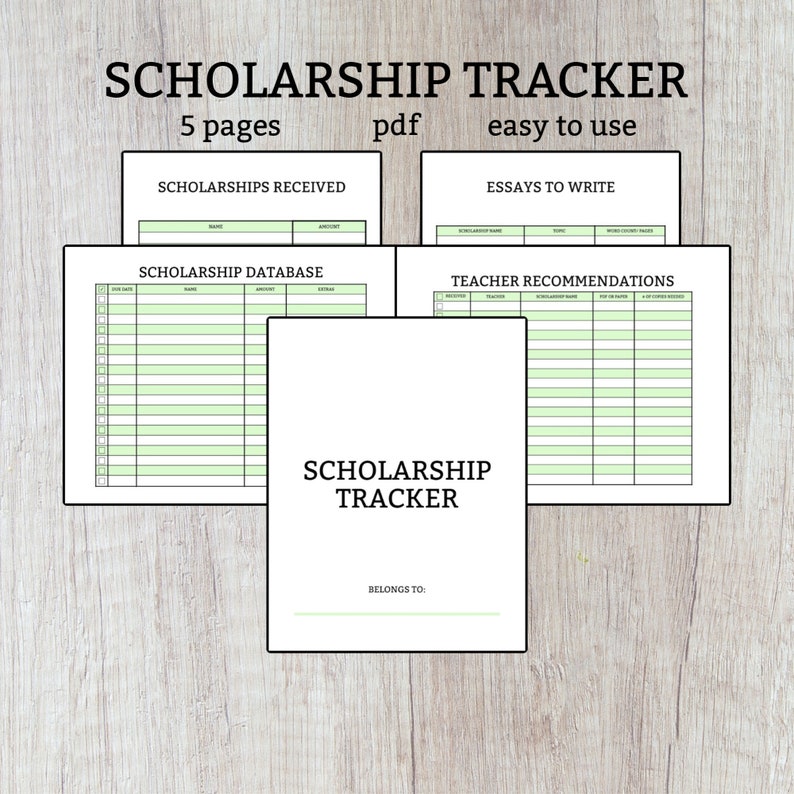 Green Scholarship Tracker Etsy
