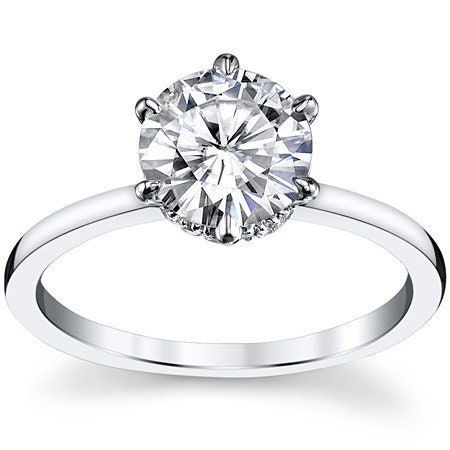 Diamond Collar 6-prong Round Moissanite Engagement Ring 2 Ct - Etsy
