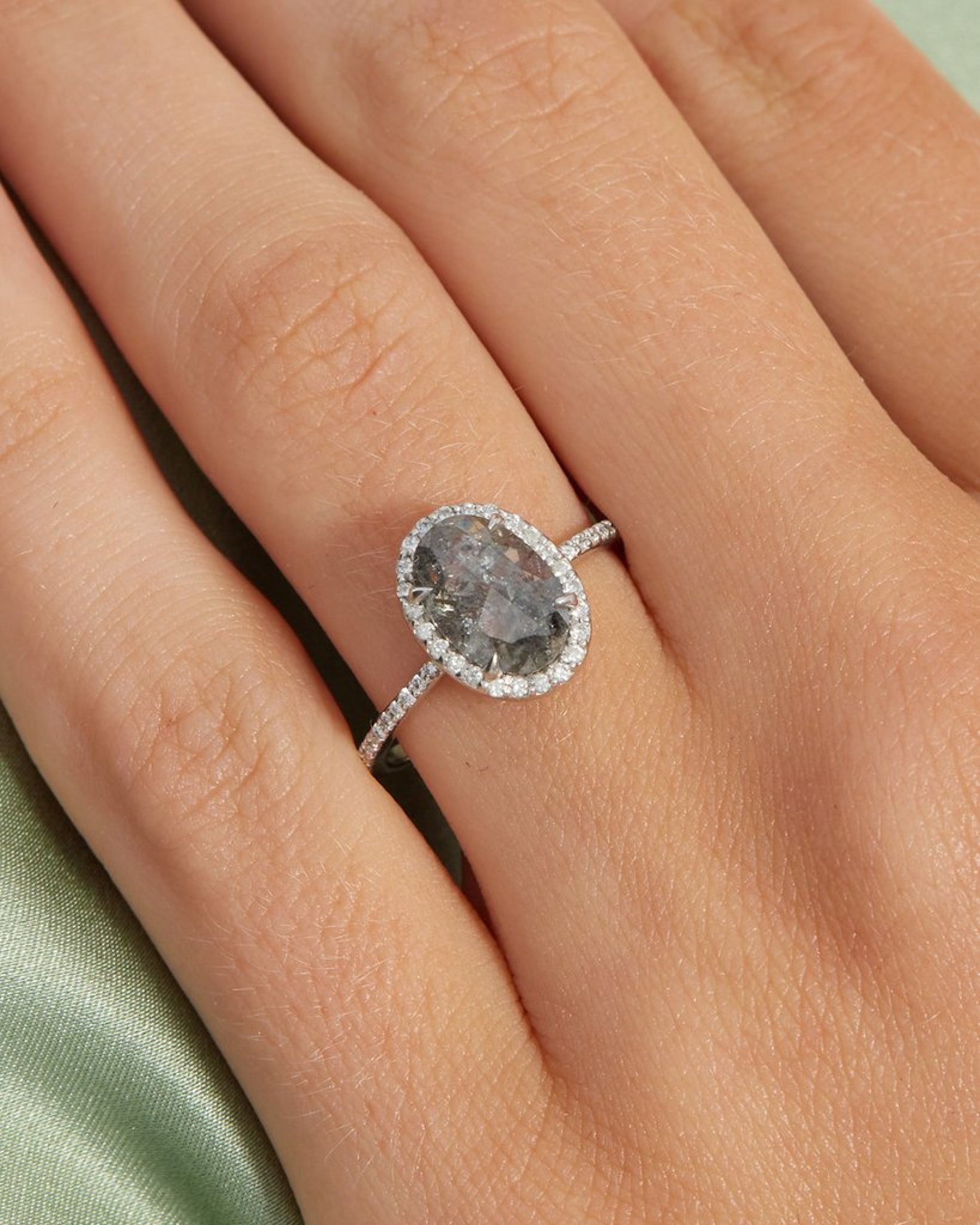 Grey Moissanite Engagement Ring 1.5 Carat Gray Moissanite Etsy