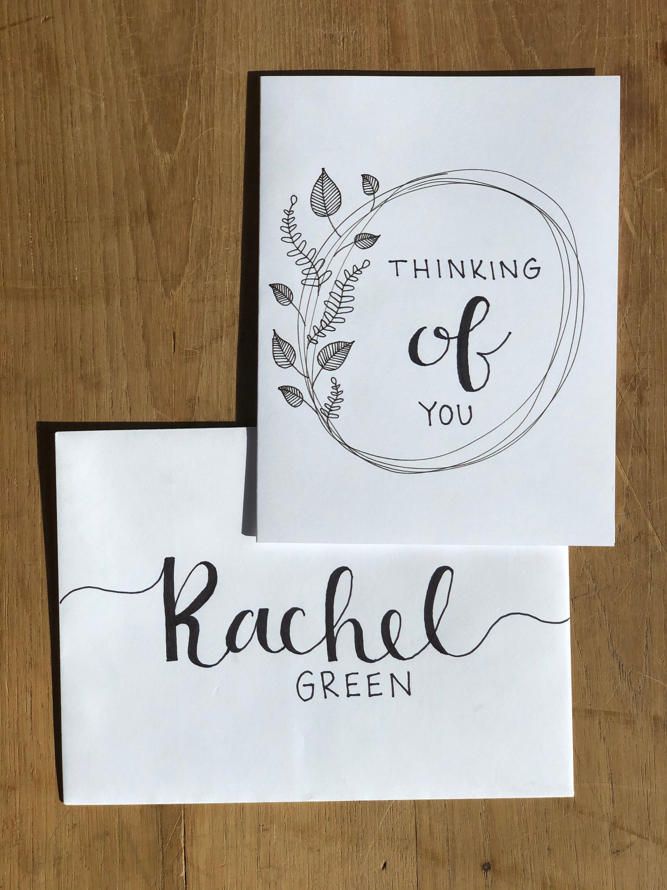 Thinking of You Greeting Card | Hand Drawn With Personalized Envelope ...