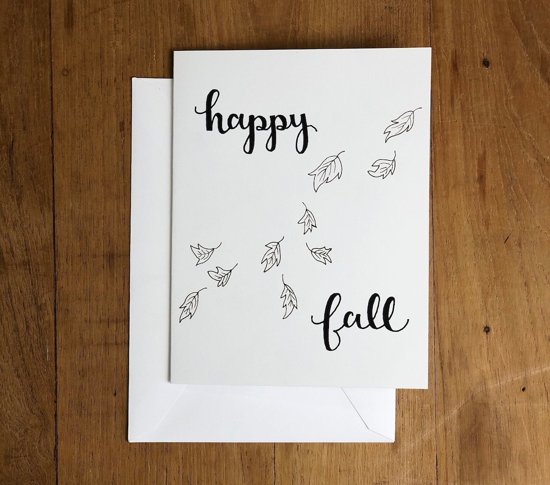 Happy Fall Greeting Card | Hand Drawn With Personalized Envelope ...