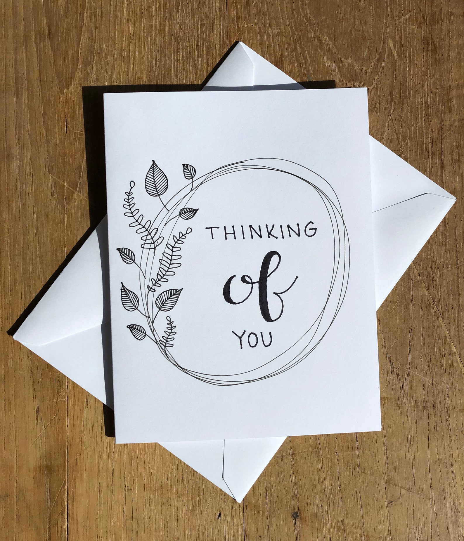 Thinking of You Greeting Card Hand Drawn with Personalized - Etsy.de