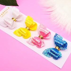 Butterflies Hair Clips Set, Butterflies Hair Clips, Faux Leather Hair Clips, Vinyl Butterflies Clips, Hair Bows Set, Girls Christmas Gift