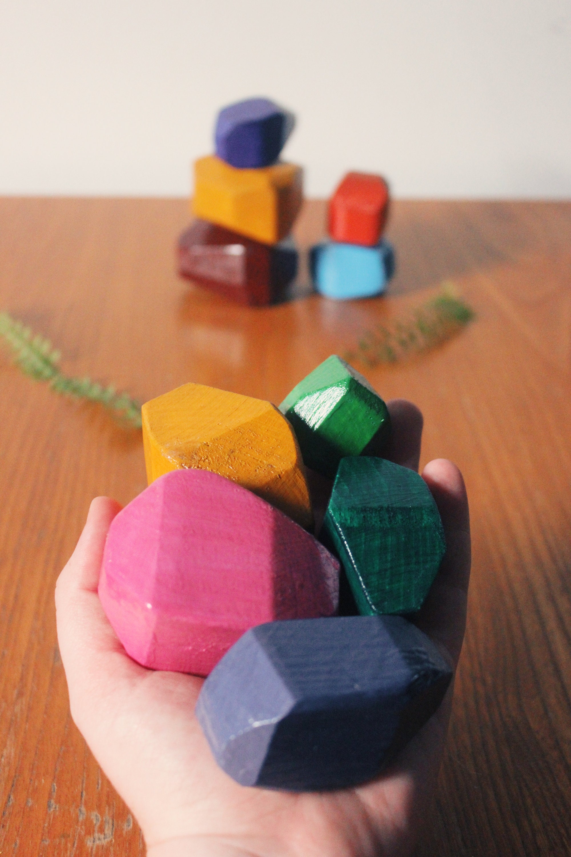 10 Piece Stacking Stones Montessori Wooden Stones Gem Etsy