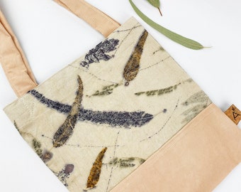 Torba płócienna z organicznej bawełny, naturalny barwnik, nadruk botaniczny