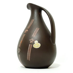 Vintage SAWA FOREIGN Art Pottery Vase, 1970s 70s WGP West German Pottery Brown Ceramic Vase, Mid Century Modern Retro Vase Unique Home Decor