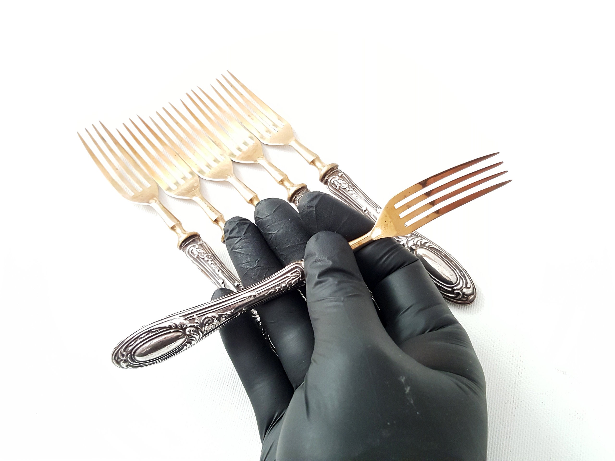 Vintage Silver Cutlery Solid Silver Handled Forks Set of Six Etsy