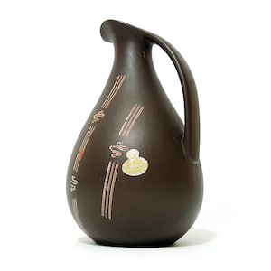 Vintage SAWA FOREIGN Art Pottery Vase, 1970er 70er WGP West German Pottery Braune Keramikvase, Mid Century Modern Retro Vase Einzigartiges Wohndekor
