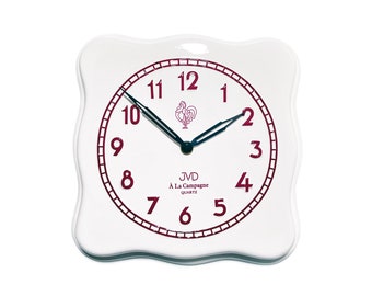 Vintage White Ceramic Wall Clock Unique, Square Retro French Kitchen Clock Shabby Chic Country Pottery Quartz Battery Clock Funky Home Decor