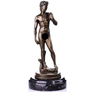Bronze Sculpture of David by Michelangelo, Bronze David Statue on Marble Base Bronze Statue Famous Renaissance David Sculpture Art Gift Idea