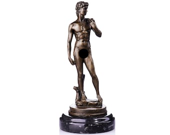 Bronze Sculpture of David by Michelangelo, Bronze David Statue on Marble Base Bronze Statue Famous Renaissance David Sculpture Art Gift Idea