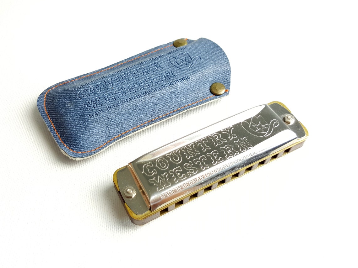 Rare Vintage COUNTRY WESTERN HARMONICA Original Case / Made Etsy