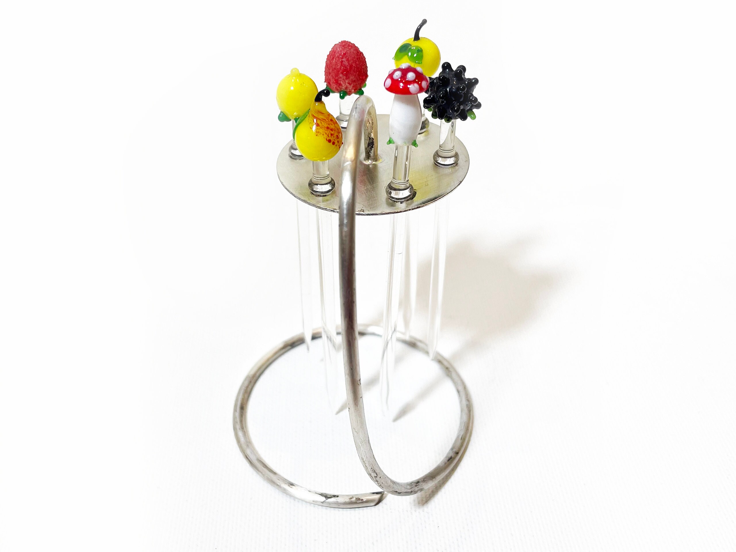 Rare Vintage WMF Glass Fruits Cocktail Picks With Silver Etsy