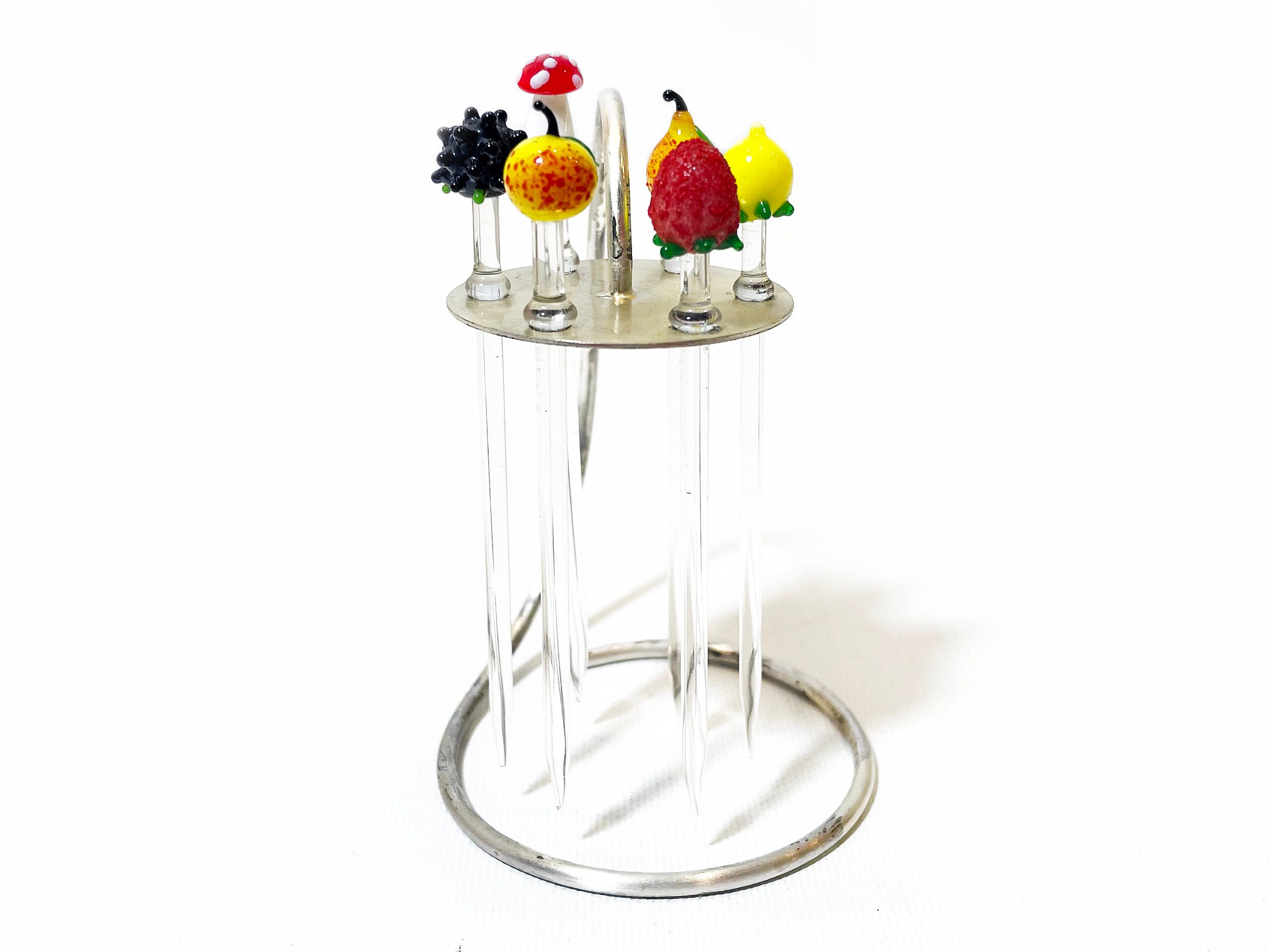 Rare Vintage WMF Glass Fruits Cocktail Picks With Silver Etsy