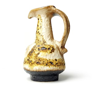 Vintage DÜMLER & BREIDEN 1113/23 Art Pottery Vase, Beige and Brown Fat Lava Ceramic Design, WGP West Germany Pottery 1960s 60s Jug Vase