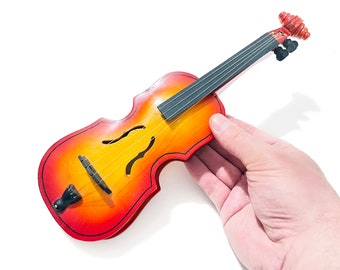 Decorational Wooden Model of Violin Instrument, Musical Instrument Miniature Musician Gift Idea Photography Prop Figurine Desktop Home Decor