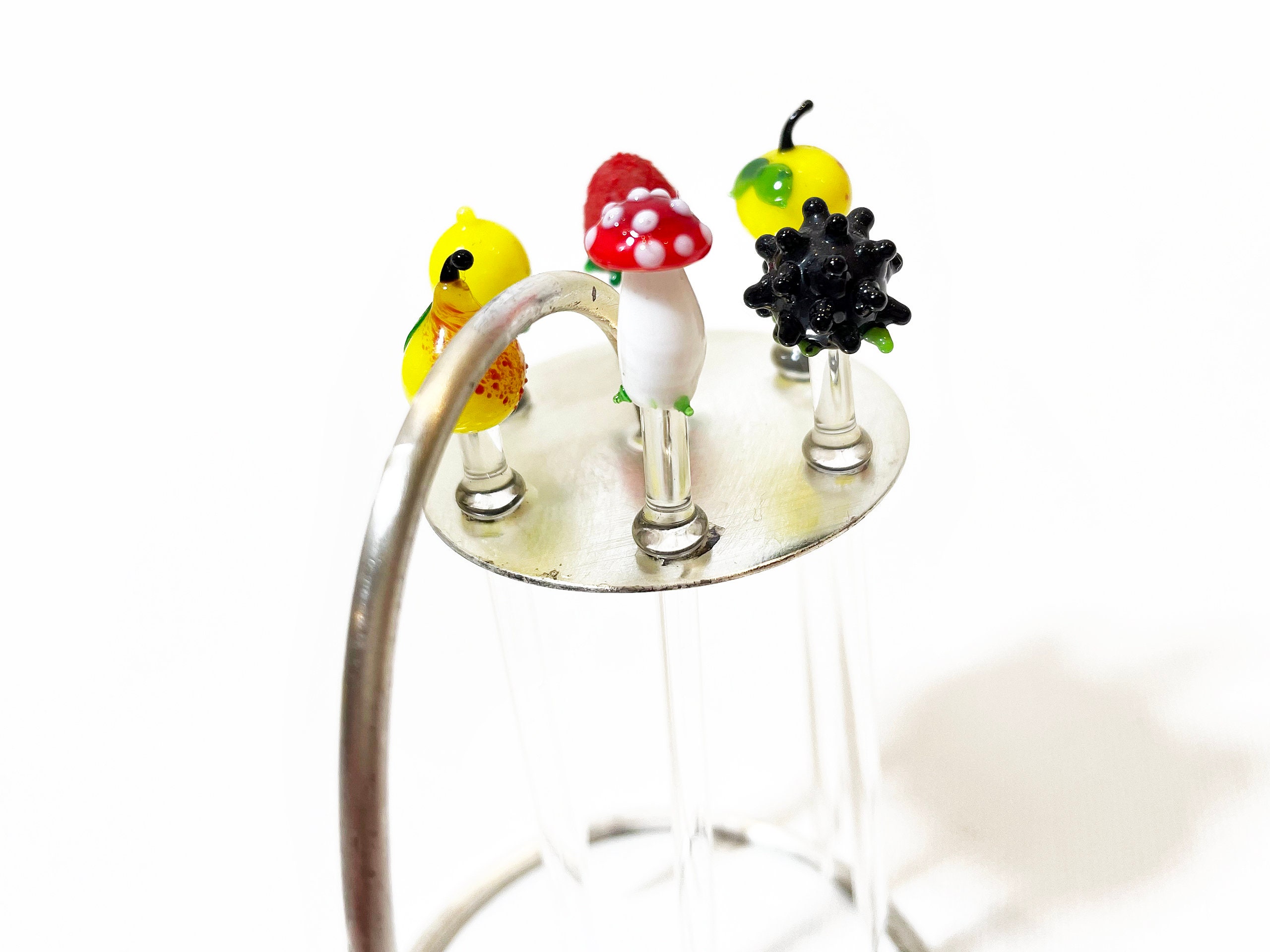 Rare Vintage WMF Glass Fruits Cocktail Picks With Silver Etsy