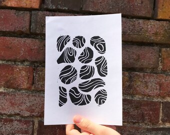 Pebbles Lino Print