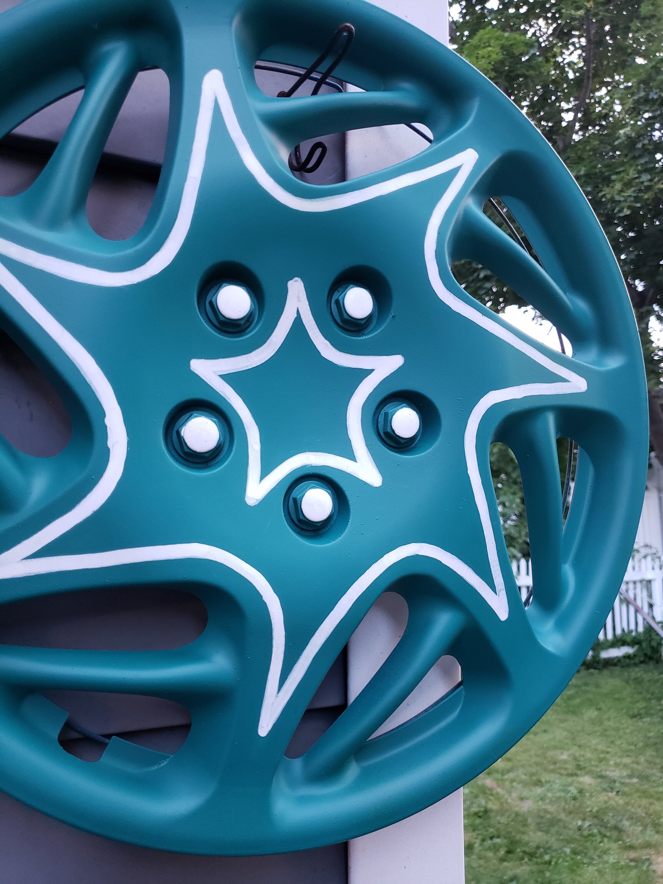 Whimsical Green Starburst Hubcap Etsy