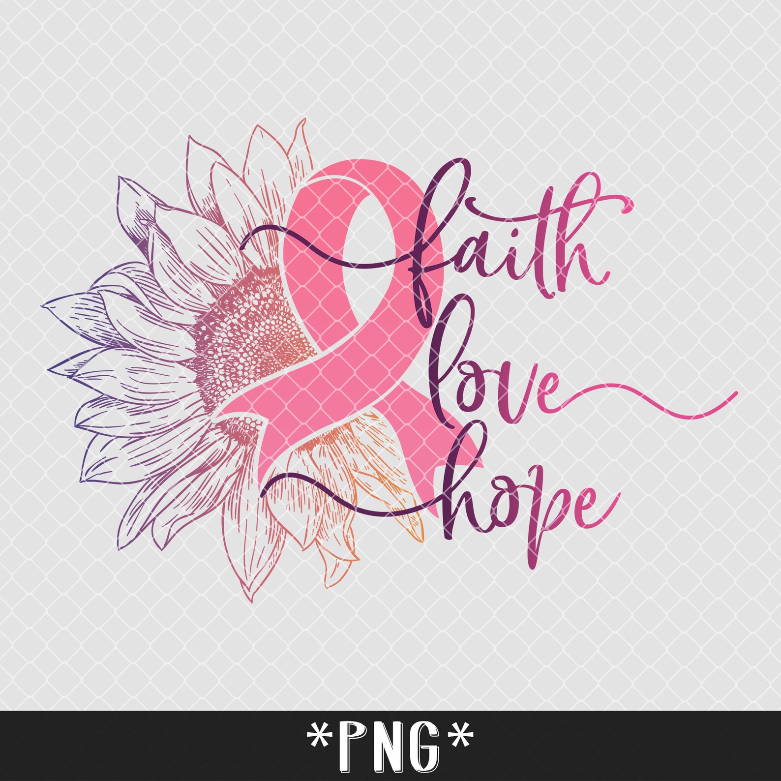 Sunflower Breast Cancer SVG Faith Love Hope Svg Cancer | Etsy
