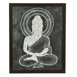 The Happy Cart Natural Stone Layered, with marble Chips 2D  View. Lord Buddha Siddartha, Indian Stone Mosaic Art Painting Home Office