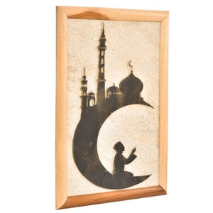 Set of Dua in Masjid Al-Haram & Masjid An-Nabawi Islamic Wall Art Stone Acrylic Kaaba Wall Decoration Muslim Gift image 3