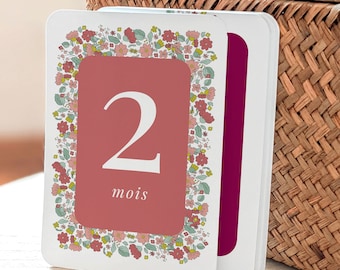 Liberty Baby Girl Stage Cards - First Year Pink Flowers - Birth to 1 Year