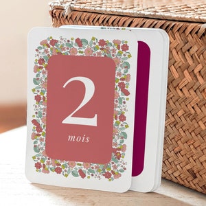 Cartes étapes Liberty Fille bébé - première année fleurs rose - naissance à 1 an