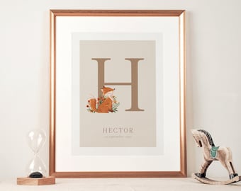 Póster Primer animales - bebé regalo -
