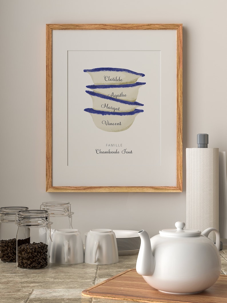 Breton bowls family poster poster Customizable first name gift A2 / A3 / A4 / A5 frame not included image 1