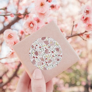 Lot de 6 stickers liberty rose - autocollants pour enveloppe, goodies, communion, baptême, naissance